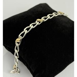 Tiffany & Co. Two Tone 18K Yellow Gold & Sterling Silver Cuban Link Bracelet 7.5